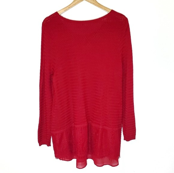 Lucky Brand Red Lace Mix Sweater Size 2X - Picture 5 of 7